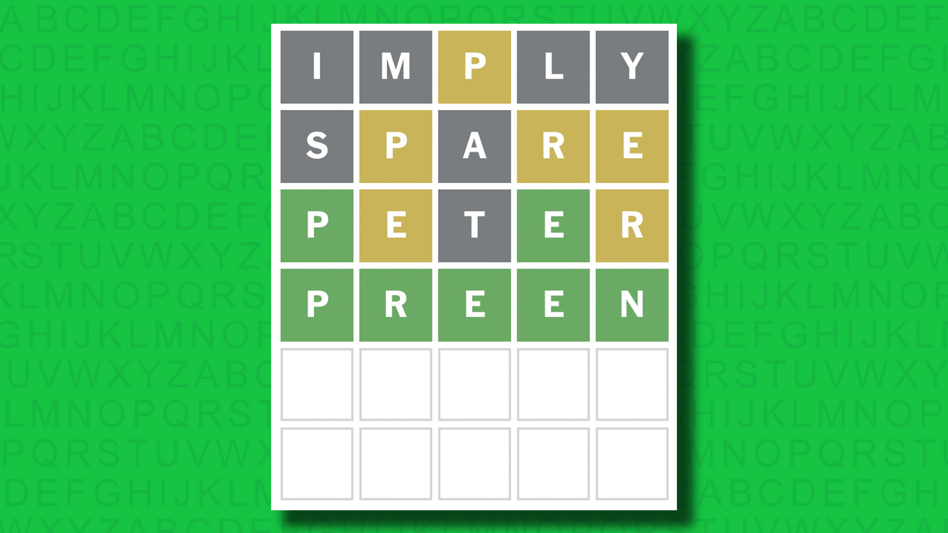 NYT Wordle answer for game 1444 on a green background