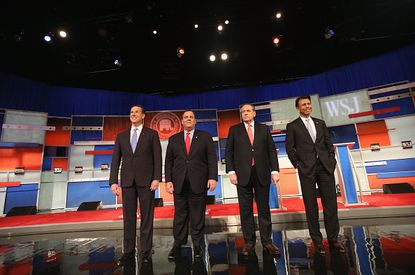 The Republican presidential candidates at the Fox Business Network undercard debate.