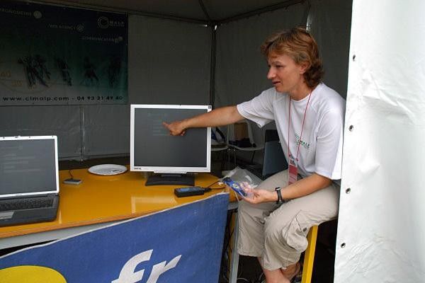 The lady who checks the timing.
