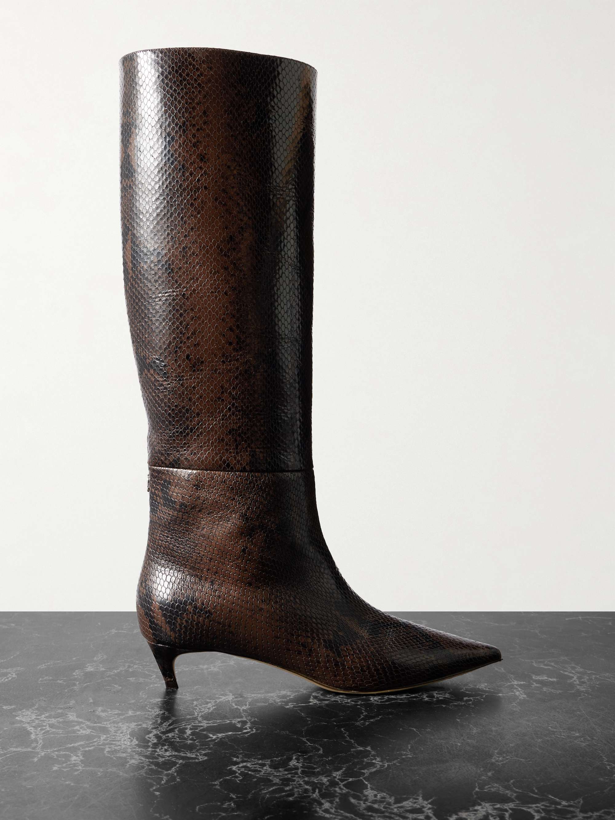 Maxima 35 Snake-Effect Leather Knee Boots