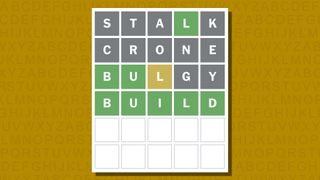 Wordle answer for game 977 on a yellow background