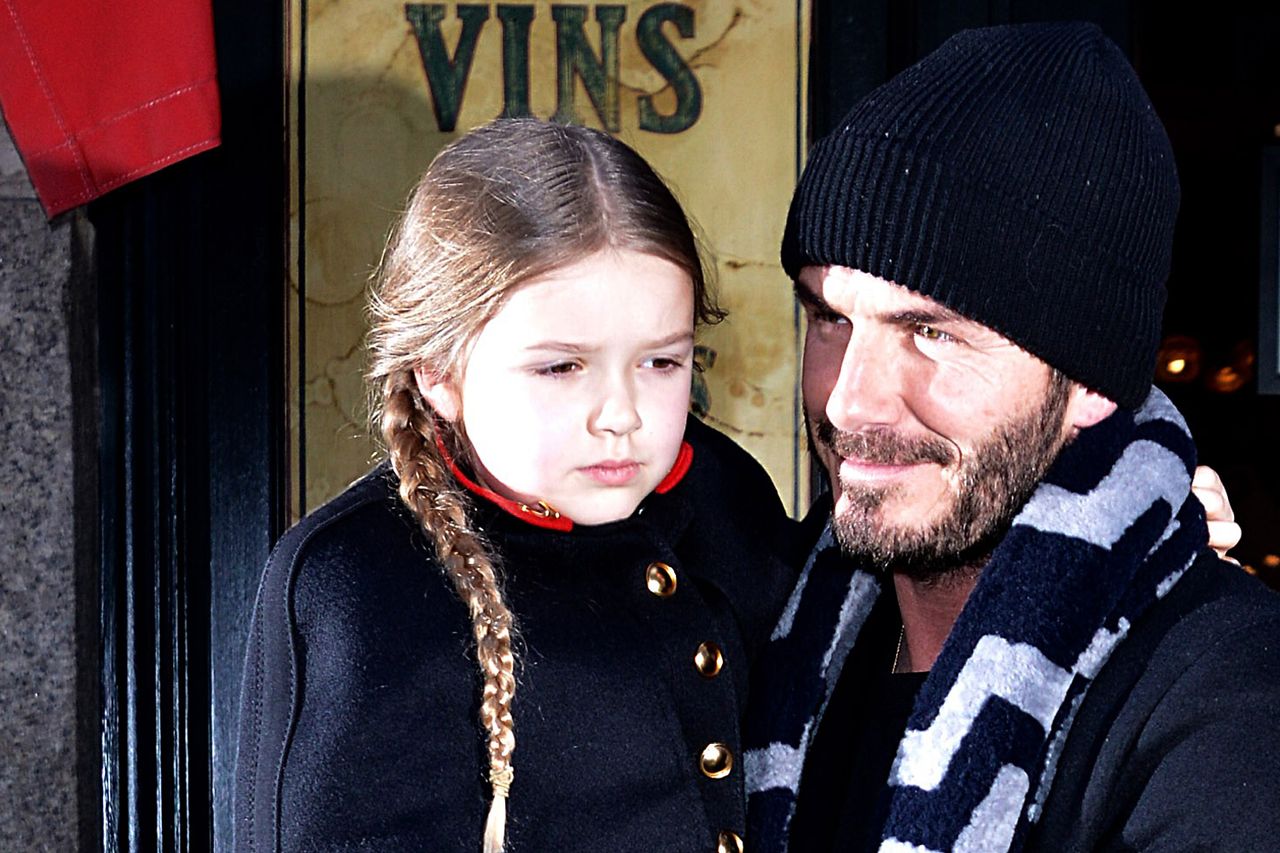 Harper Beckham and David Beckham 