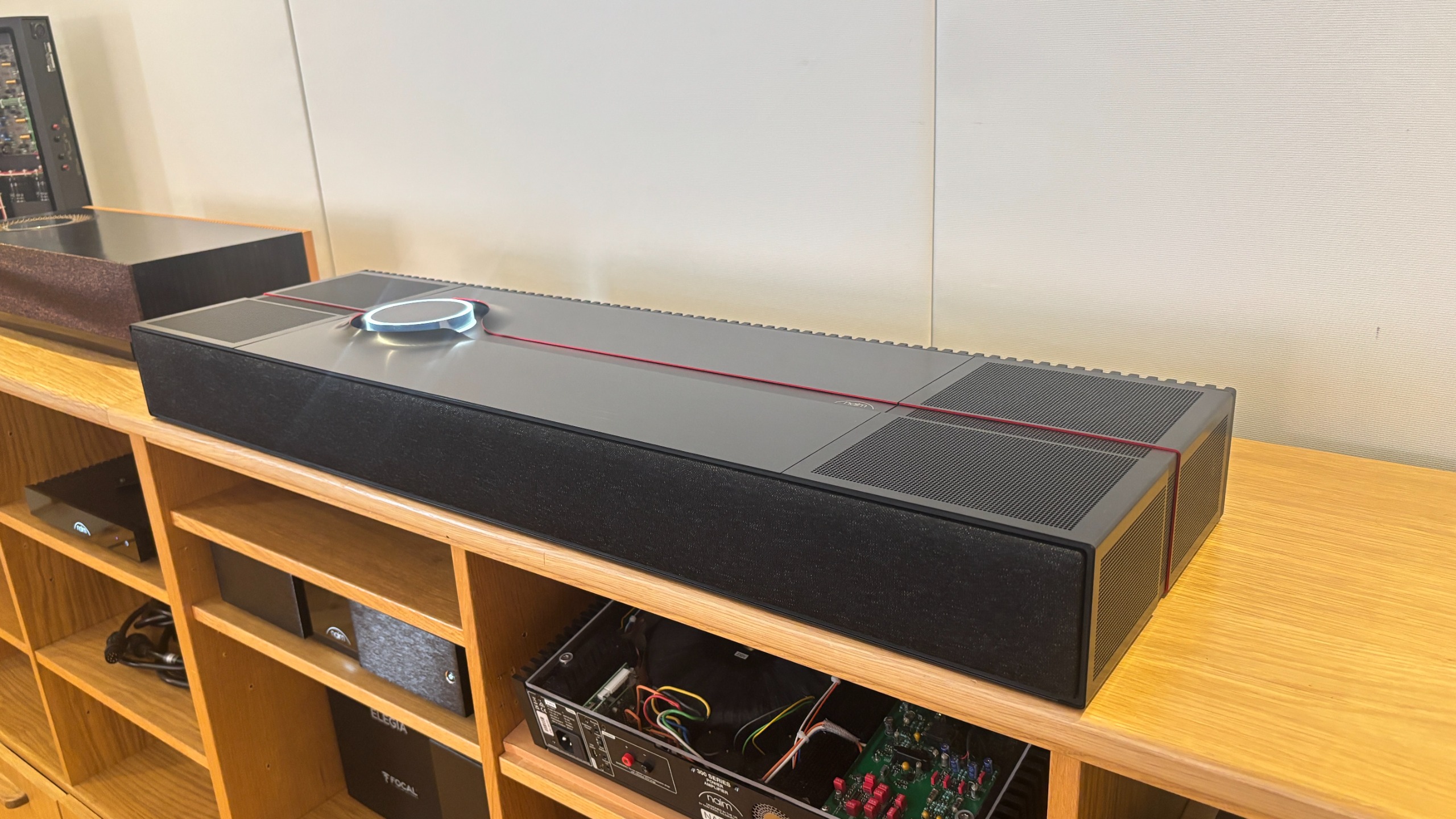 Naim Mu-so Utopia all-in-one system in black in a demo room