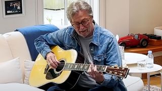 Eric Clapton demos a Guitar Center exclusive signature Martin D-45