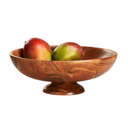 Crate &amp;amp; Barrel, Carson Acacia Footed Fruit Bowl