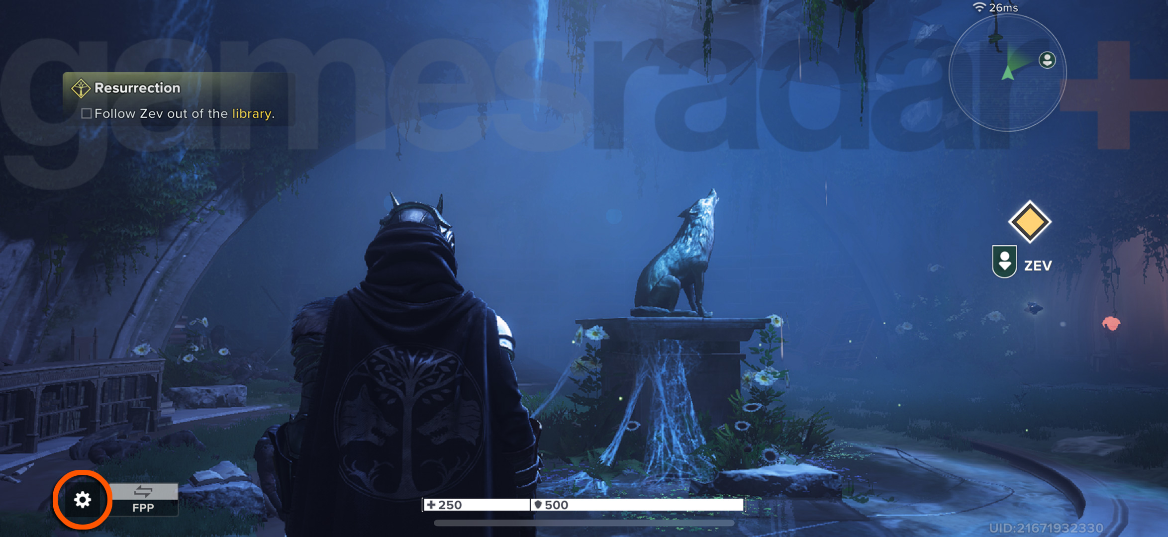 The menu to access for redeeming Destiny Rising codes