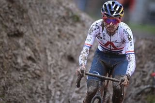 Britains Thomas Pidcock competes during the mens elite race of the Cyclocross Gullegem cycling event on January 4 2022 in Gullegem Belgium OUT Photo by DAVID STOCKMAN BELGA AFP Belgium OUT Photo by DAVID STOCKMANBELGAAFP via Getty Images