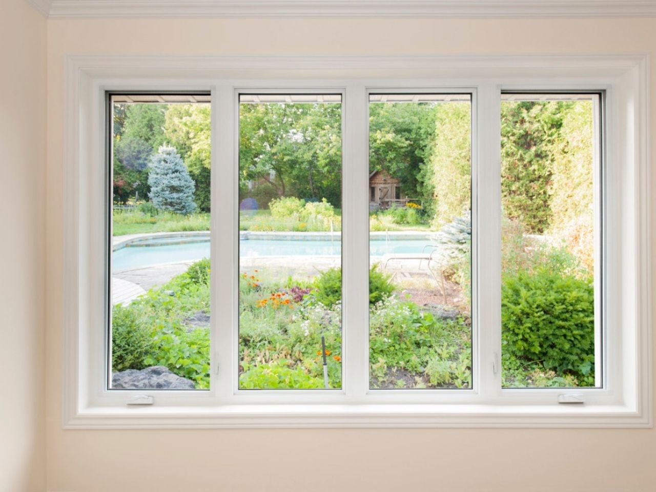 A Garden View Through A Window