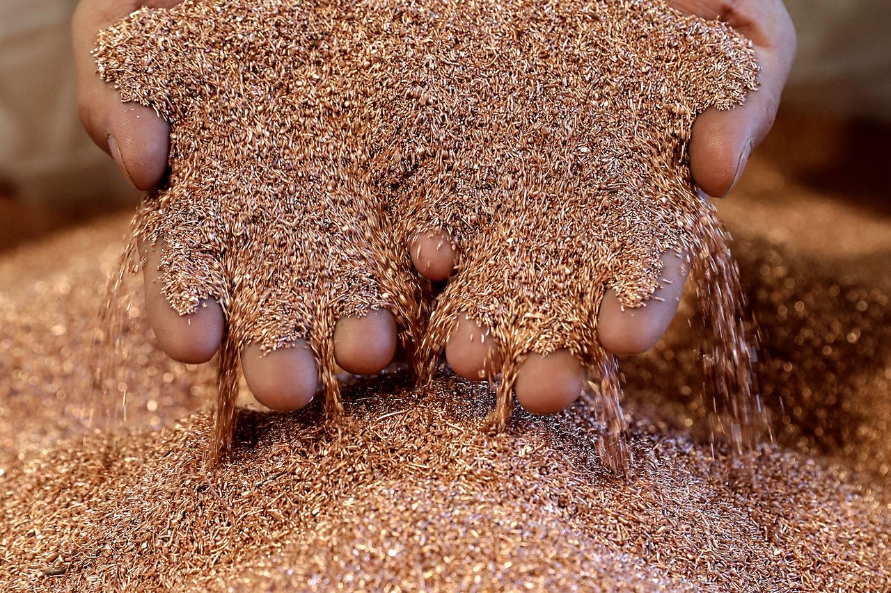 Copper granules at a scrap facility. 