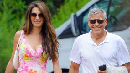 Amal Clooney on vacation in a vintage versace dress