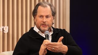 Salesforce CEO Marc Benioff pictured during an interview at Bloomberg House during the World Economic Forum (WEF) in Davos, Switzerland, on Wednesday, Jan. 22, 2025.