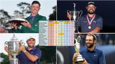 The four men's Major winners in 2025 and an overlay of the combined leaderboard