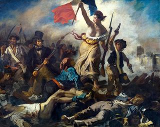 Liberty Leading the People (La Liberte guidant le peuple) by Eugene Delacroix, oil on canvas, 1830