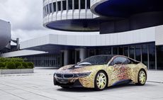 BMW car in yellow textured