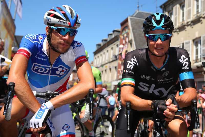 Thibaut Pinot (FDJ) with Nico Roche (Team Sky)