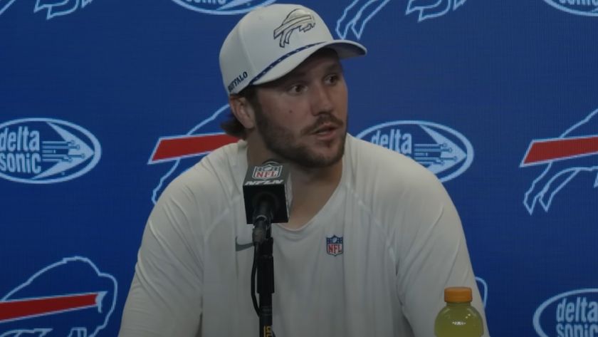 Josh Allen during the postgame presser on Sunday Night Football 