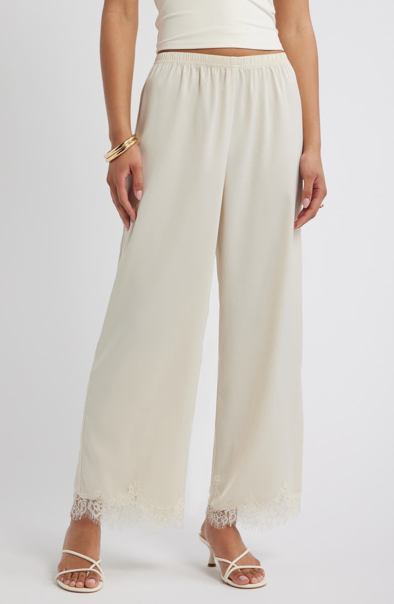 Lace Trim Satin Pants