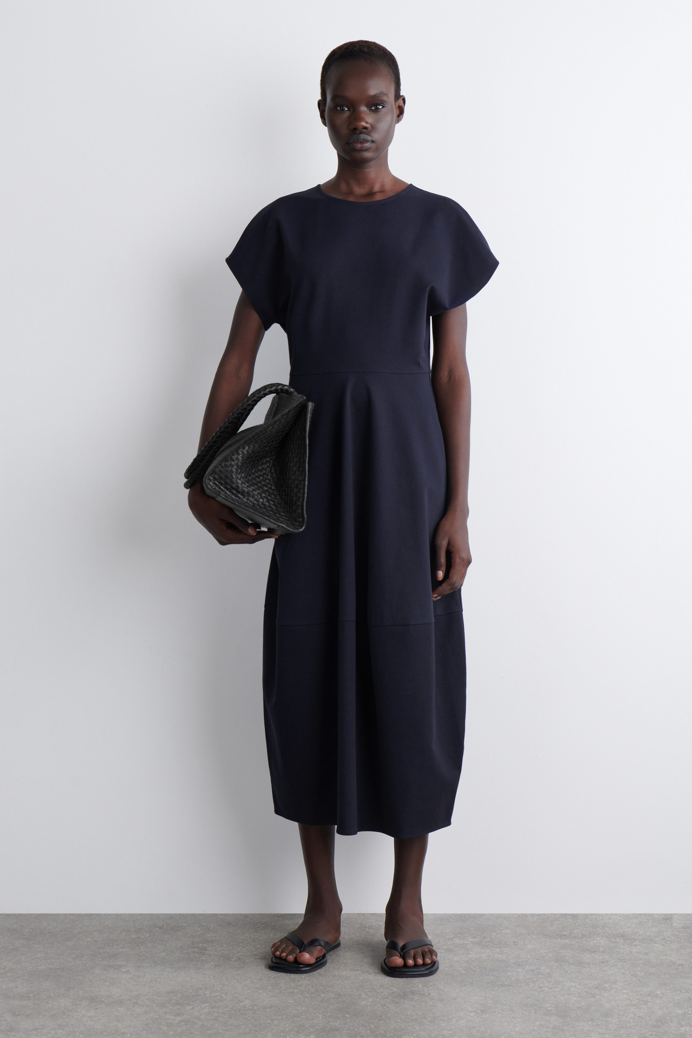 Sculpted Cotton Midi Dress