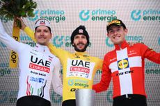 Adam Yates, João Almeida and Mattias Skjelmose on the final podium of the Tour de Suisse