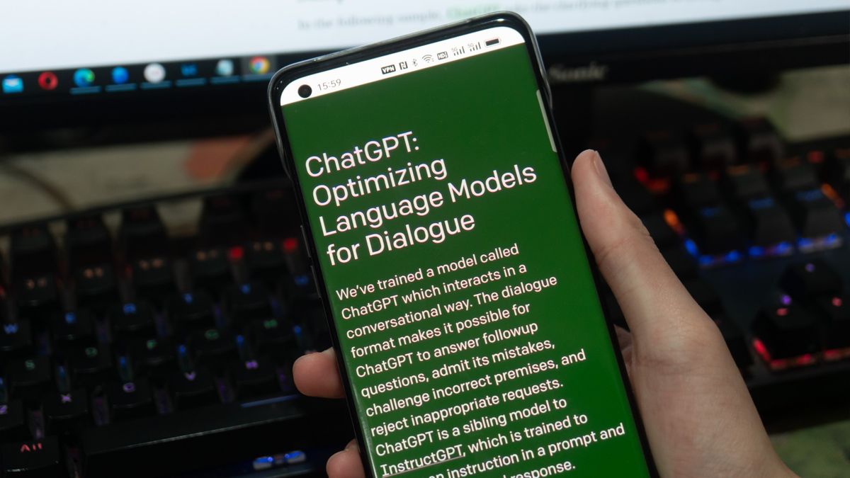 Image of smartphone with OpenAI ChatGPT loaded ready to use 