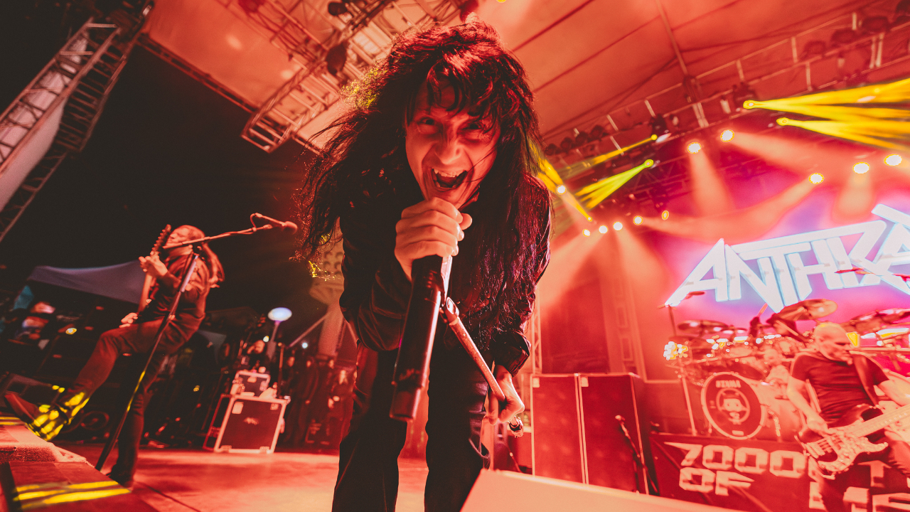 Joey Belladonna screaming at the camera