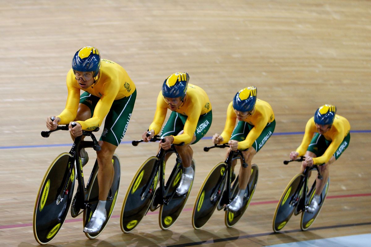 The Australian men's team pursuit team at the Beijing Olympics