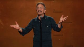 Marc Maron performing stand-up in Panicked