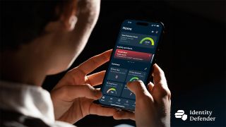 ExpressVPN's Identity Defender dashboard displayed on a smartphone
