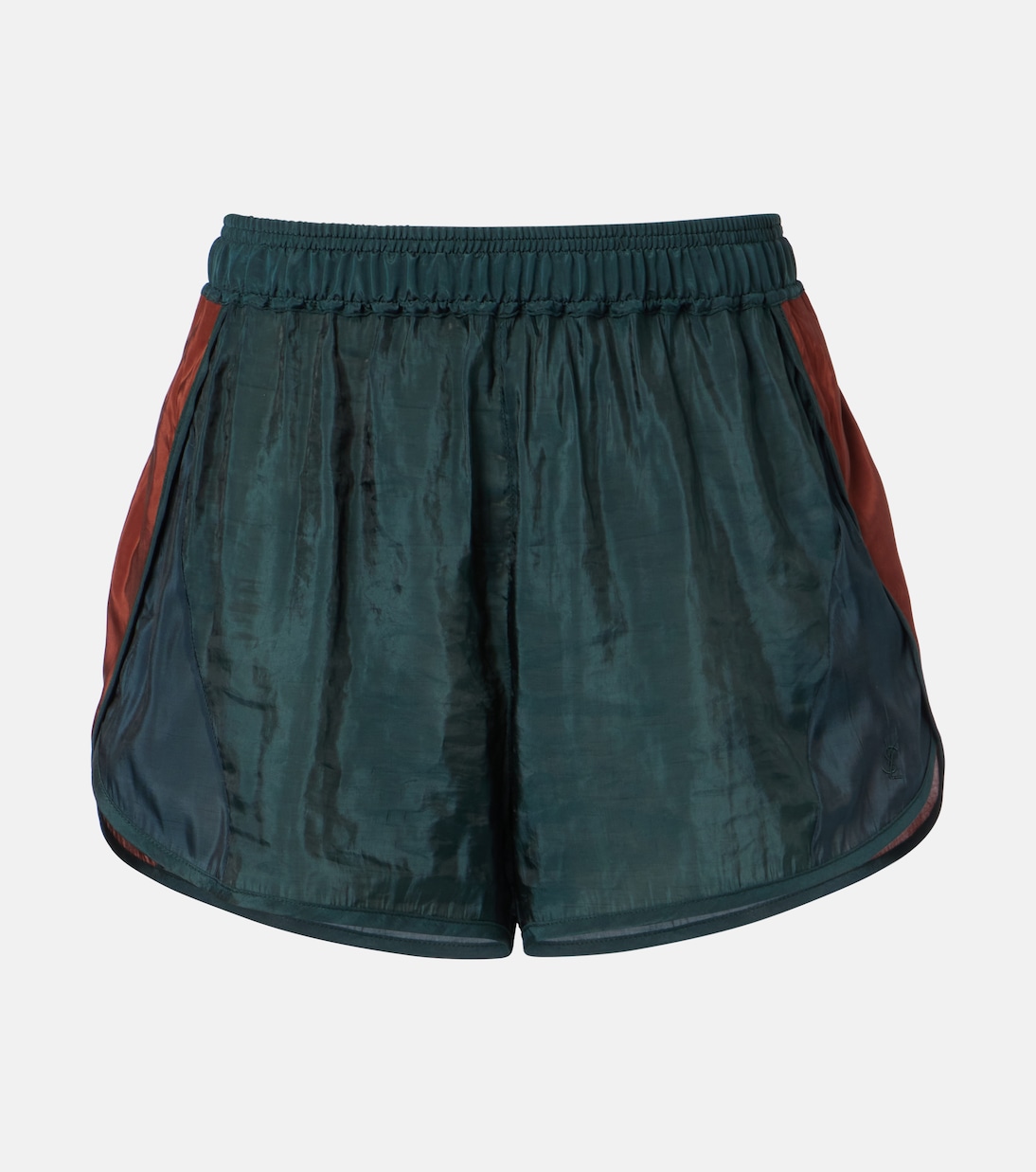 Colorblocked Taffeta Shorts in Green - Saint Laurent