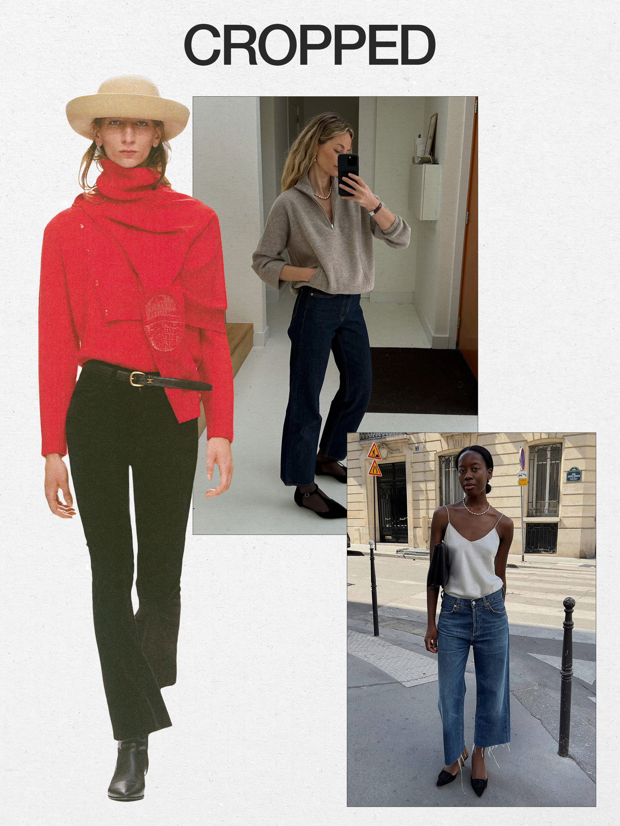 Runway and influencer images featuring the major fall 2026 denim trends.