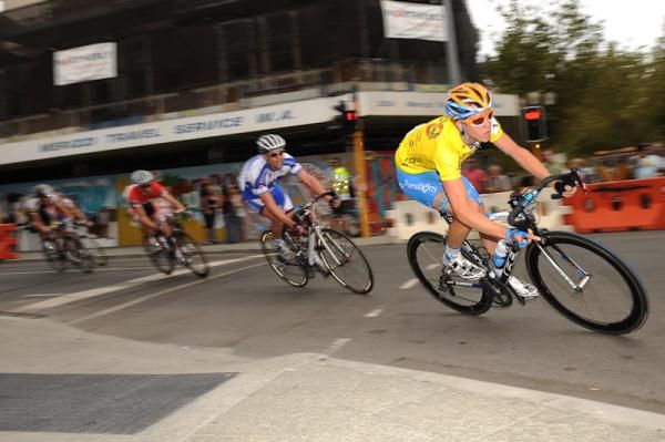 Cameron Meyer (Garmin-Transitions) leading through a corner
