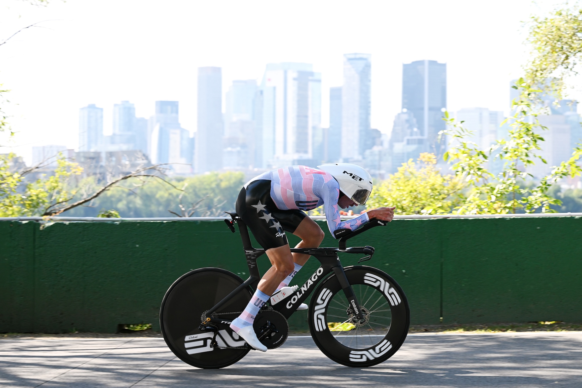 MONTREAL, QUEBEC - SEPTEMBER 20: Brandon McNulty and Team United States competes during the 99th UCI Road World Championships Montreal 2026 - Men Elite Individual Time Trial a 39,2km race from Montreal to Montreal on September 20, 2026 in Montreal, Quebec. (Photo by Dario Belingheri/Getty Images)
