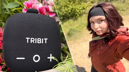 Tribit StormBox Micro 3 Bluetooth Speaker and woman hiking on a trail