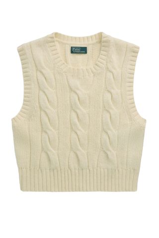 Cable Stitch Wool & Cashmere Crop Sweater Vest