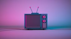 Pop art image of a TV in pink and blue