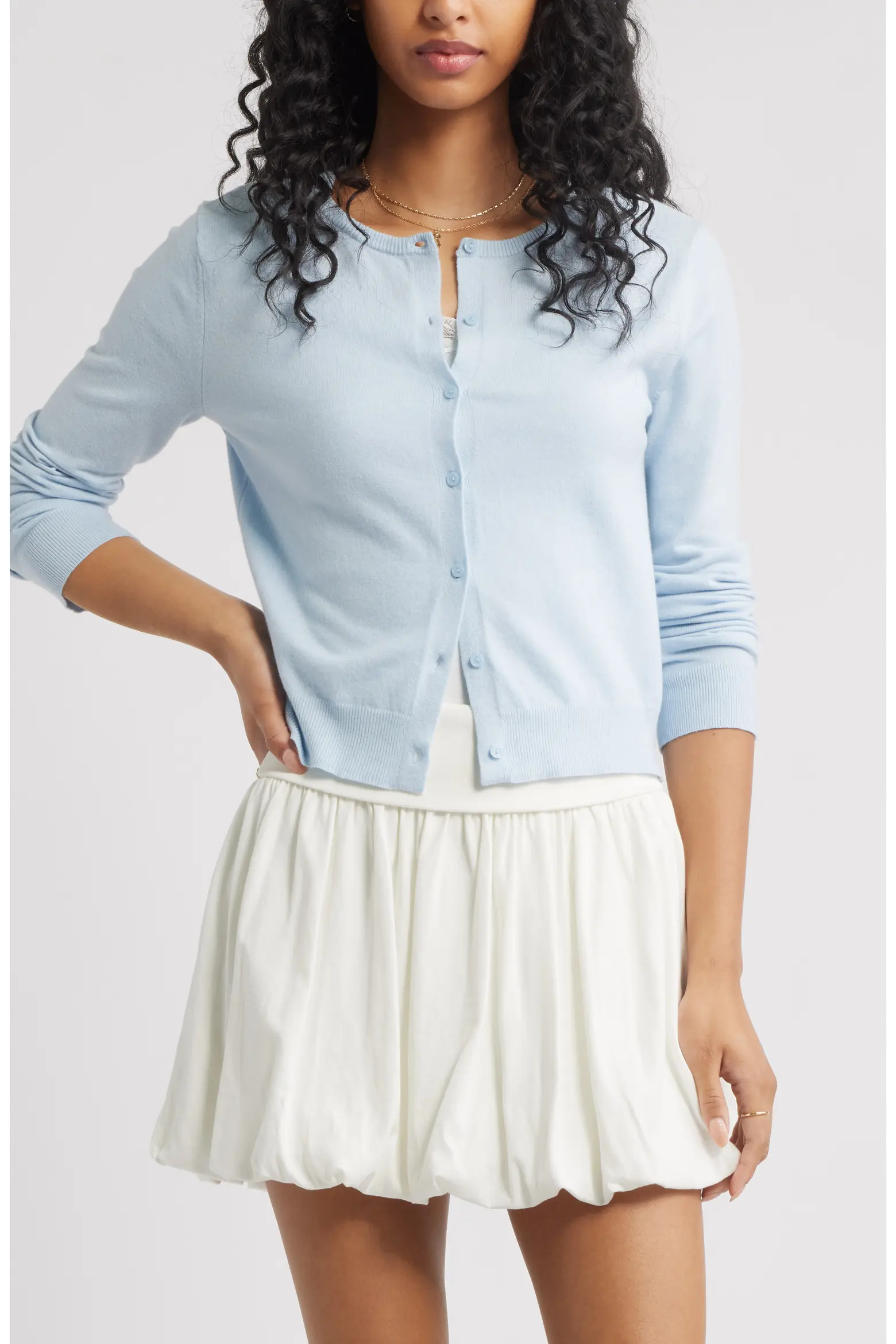 BP., Crewneck Cotton Blend Cardigan