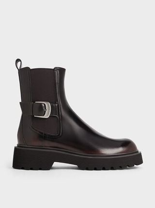 Side-Buckle Ridged-Sole Chelsea Boots