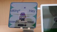 The app interface for Androidify on a Pixel 9 Pro Fold at Google I/O 2025.