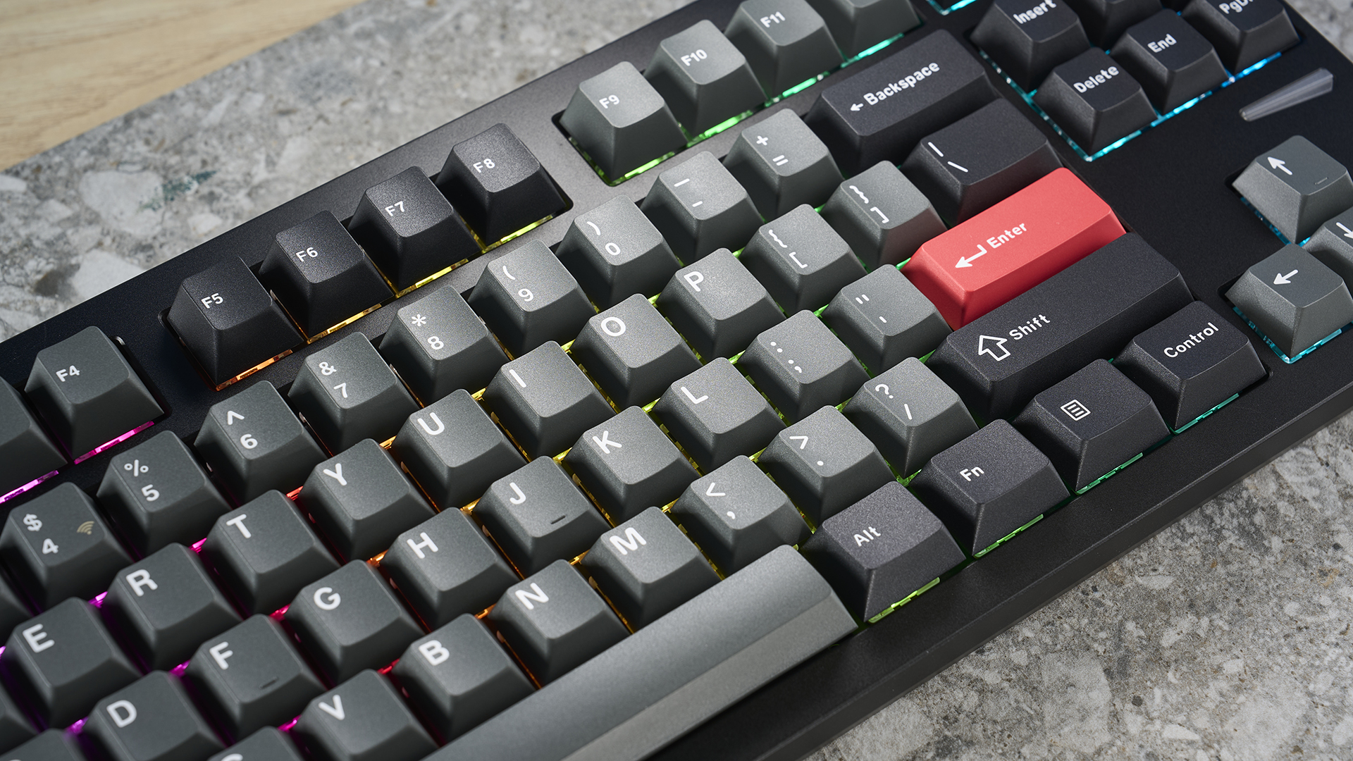 Photograph of the Lemokey L4 mechanical keyboard