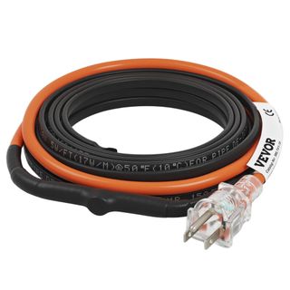 A roll of black and orange pipe insulation