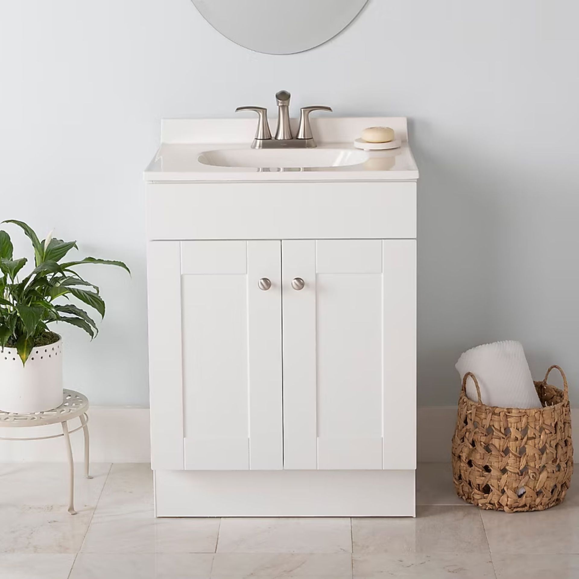 Project Source Dover True White Bathroom Vanity