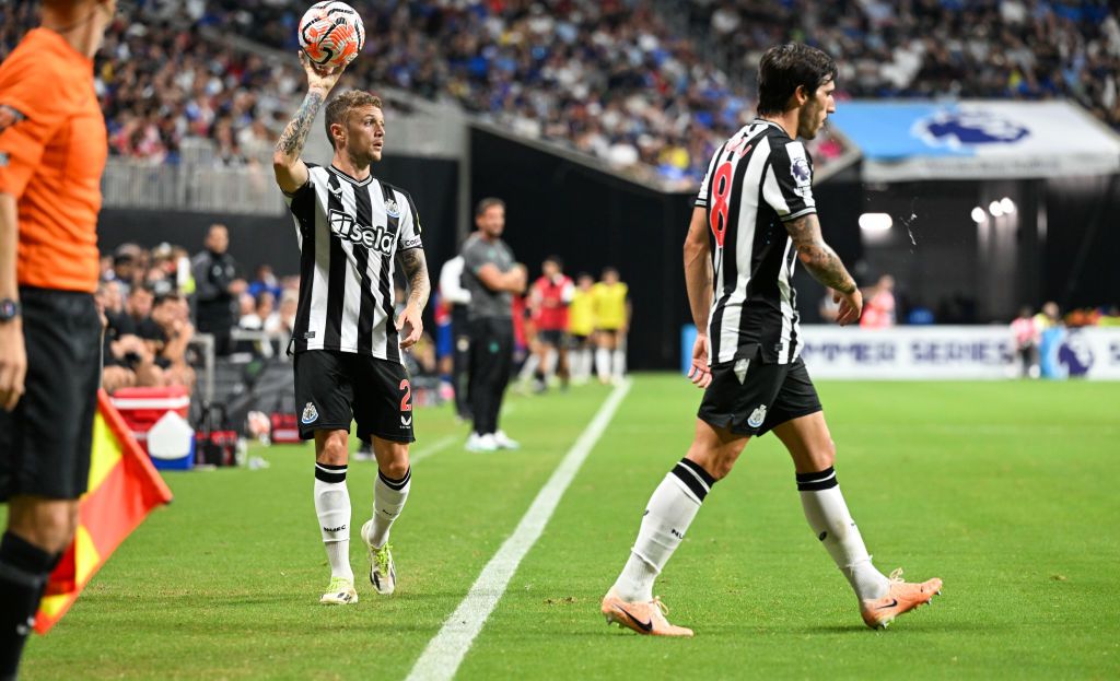 Newcastle United season preview 2023/24 Kieran Trippier of Newcastle United (2) looks to throw the ball in from the sidelines during the Pre Season Premier League Summer Series match at Mercedes-Benz Stadium on July 26, 2023 in Atlanta, Georgia. (Photo by Serena Taylor/Newcastle United via Getty Images)