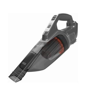 A grey handheld vacuum