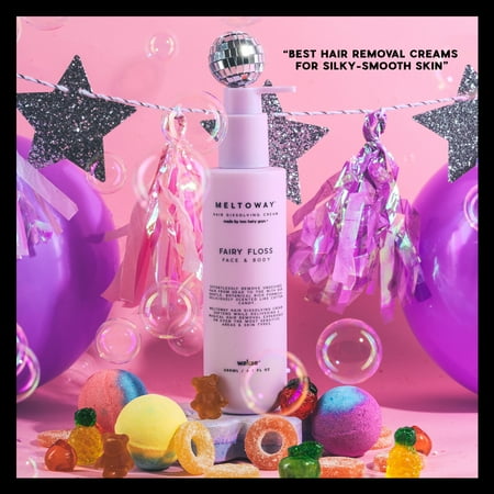 Meltoway by Wakse Fairy Floss Hydrating Hair Removal Cream Cotton Candy Scented for Legs amp;amp; Body, 6.7oz Bottle