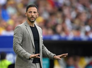 Belgium Euro 2024 squad Domenico Tedesco, Head Coach of Belgium, gestures during the UEFA EURO 2024 group stage match between Ukraine and Belgium at Stuttgart Arena on June 26, 2024 in Stuttgart, Germany. (Photo by Clive Mason/Getty Images)