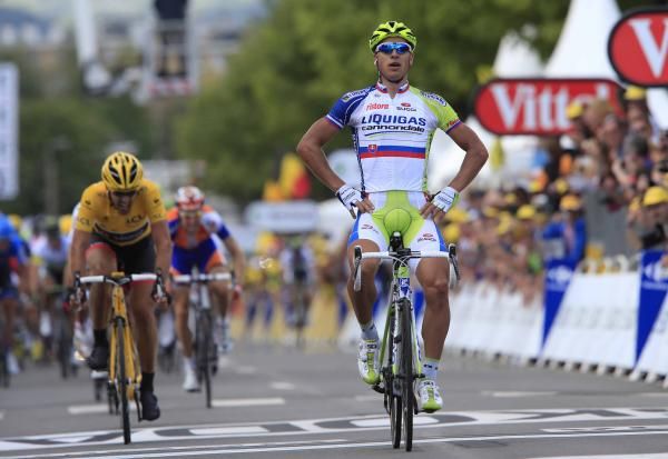 Peter Sagan (Liquigas-Cannondale) sits up and takes it all in.