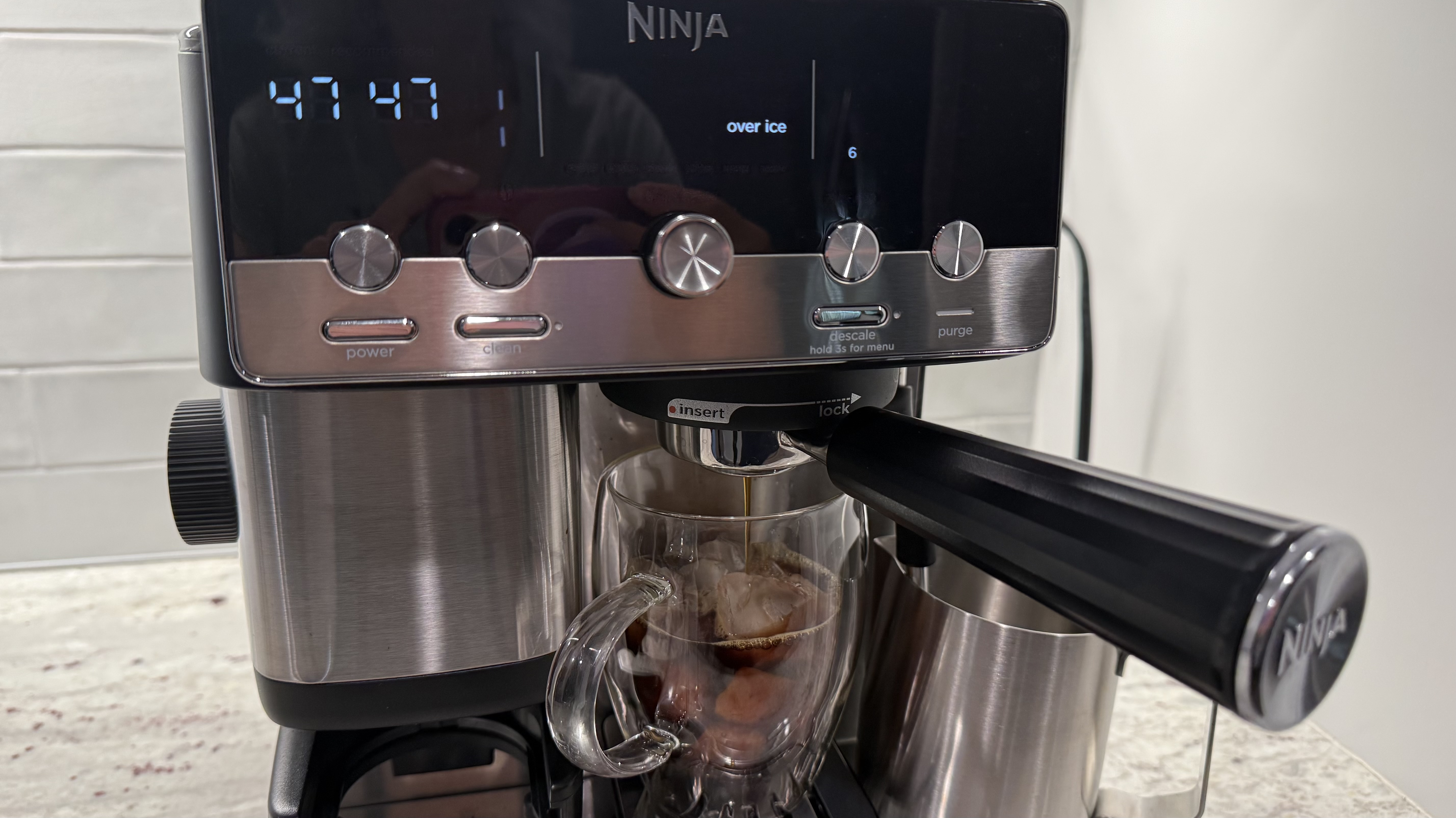 Ninja Luxe Café Mini Espresso Machine coffee over ice