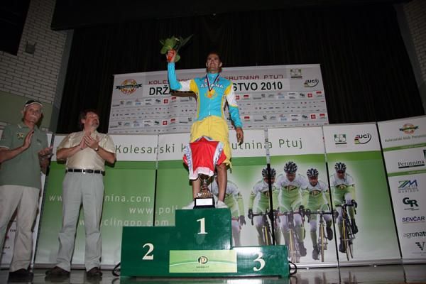 Gorazd &Scaron;tangelj (Astana) won Slovenia's elite men's road race championship.