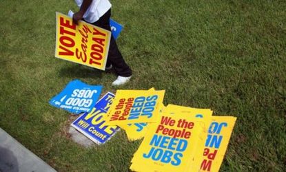Local unions and Democratic politicians put on a rally in Florida to encourage early voting.