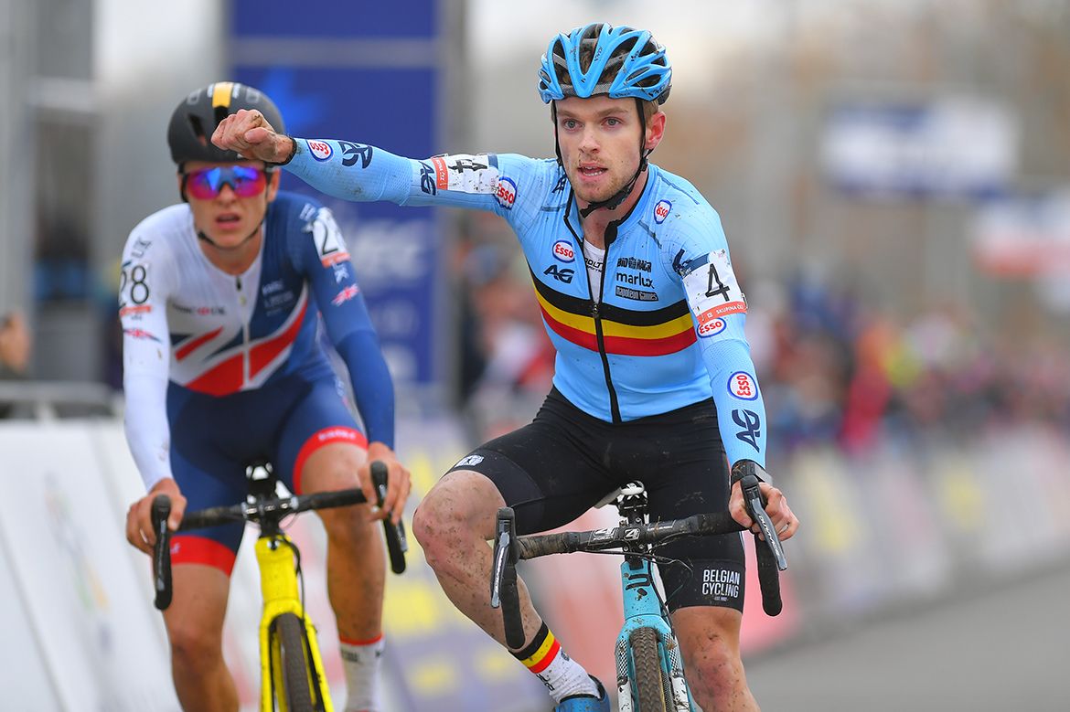 Eli Iserbyt (Belgium) celebrates his 2017 European under-23 title.